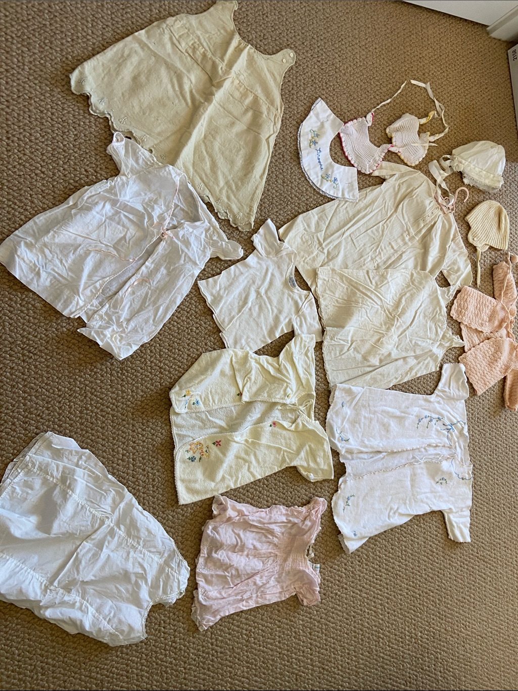 Lot Of 15 Vintage Mostly Handmade Embroidered Baby Clothes Feltman Bros